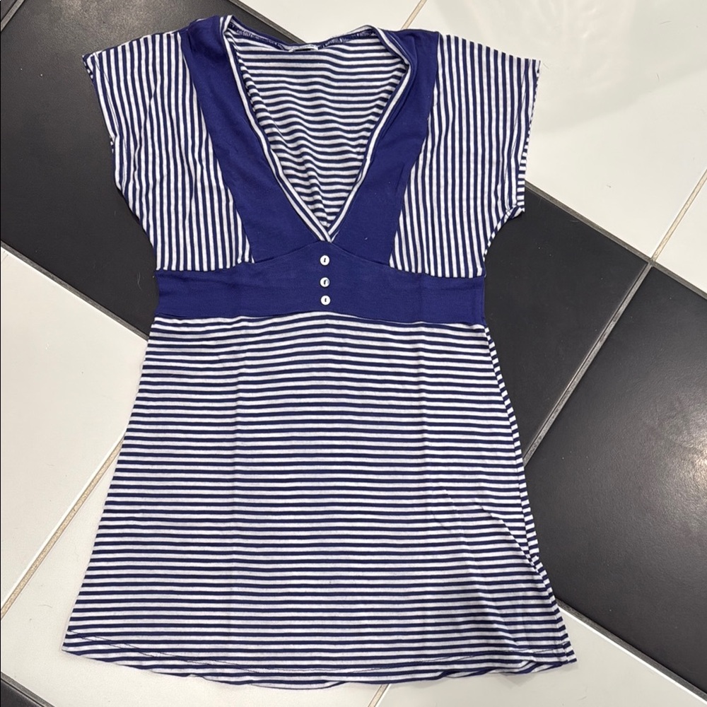 Splendid Navy and White Striped Top